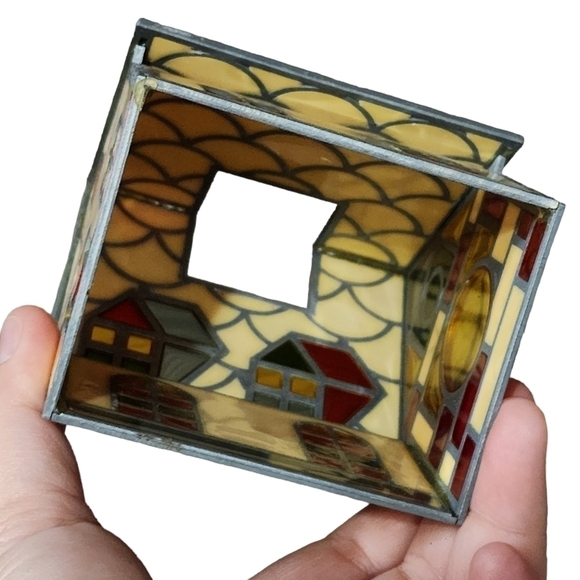 Stained glass house church candle tealight cover decor - Picture 4 of 4